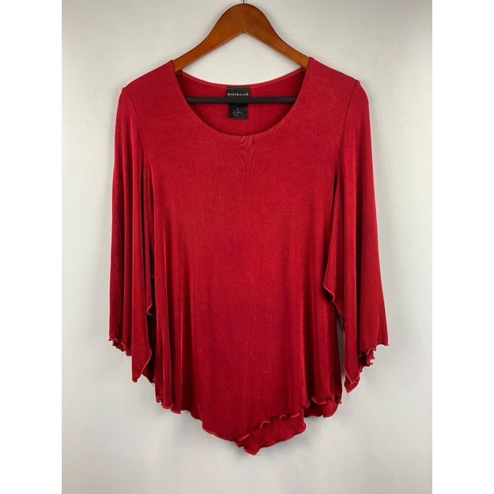 Citiknit Red Asymmetrical Hem Top Womens X
